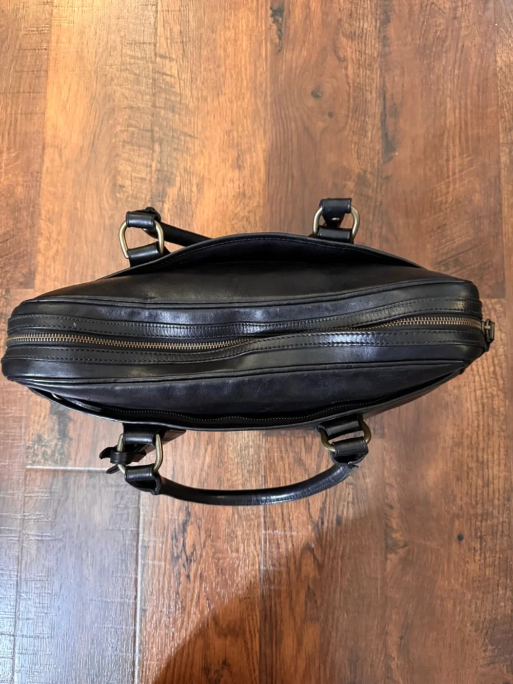 POLO RALPH LAUREN black leather, top handle briefcase/laptop bag, unisex